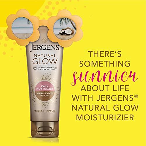 Jergens Jergens Natural Glow Self Tanner Body Lotion, Sunless Tanning, Medium to Deep Skin Tone, Daily Moisturizer with Coconut Oil, Vitamin E and Antioxidants, 7.5 Oz