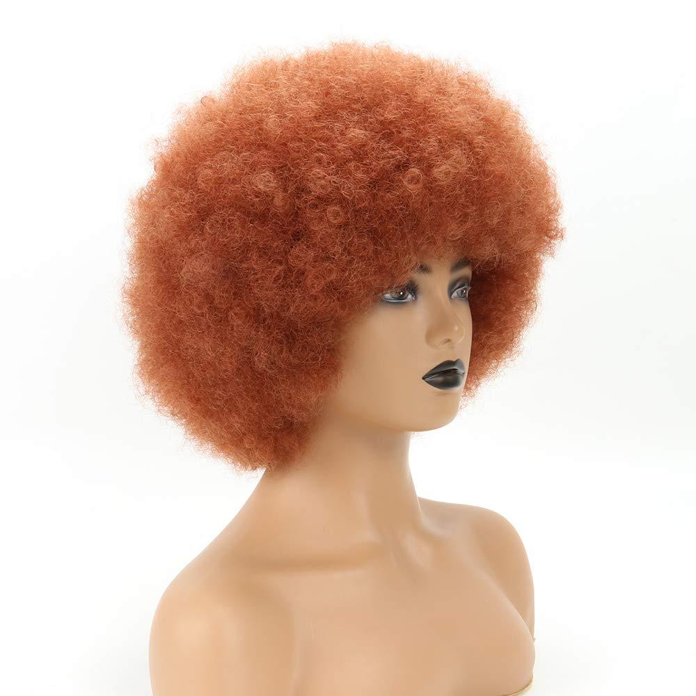 THEMIS HAIR Ginger Afro Wigs for Black Women, Brown Afro Wigs Unisex Men Women Large Bouncy and Soft Natural Looking Hair, Short Afro Kinky Curly Premium Synthetic Wig (Brown 350#)