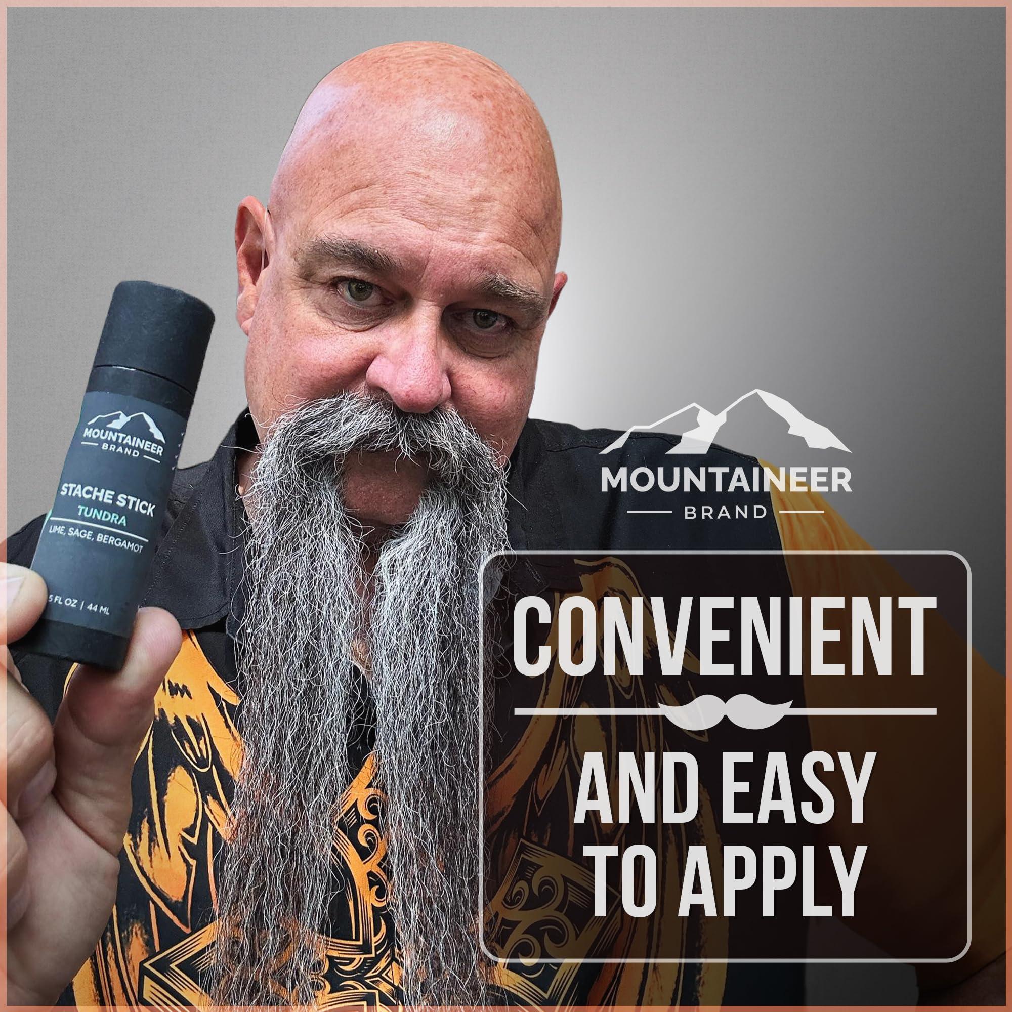 Mountaineer Brand, 100% Natural Always Mountaineer Brand Stache Stick | Mustache Wax for Men | 100% Natural Beeswax and Plant Based Oils | Grooming Beard Moustache Wax | Extra Firm Hold | Smooth, Condition, Styling Balm | Unscented 1.5oz
