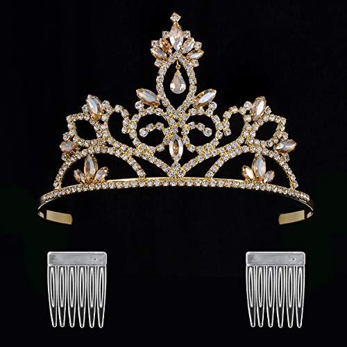 YZHSTONE YZHSTONE Gold Tiara Crowns Women Girls Birthday Queen Crown Princess Costume Prom Pageant Crown