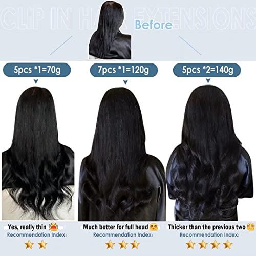 LaaVoo LaaVoo Clip in Hair Extensions Black Ombre Real Human Hair Clip in Extensions Ombre Black to Light Brown Balayage Light Blonde Human Hair Extensions Clip ins for Short Hair 12 Inch 5pcs 80g