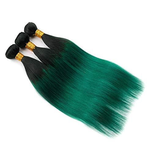 Tony beauty hair Tony Beauty Hair Dark Green Ombre Straight Hair Weave Bundles with Frontal Dark Roots #1B/Green Ombre Brazilian Human Hair 3 Bundles with 13x4 Lace Frontal Closure 4Pcs Lot (16 18 20+16)