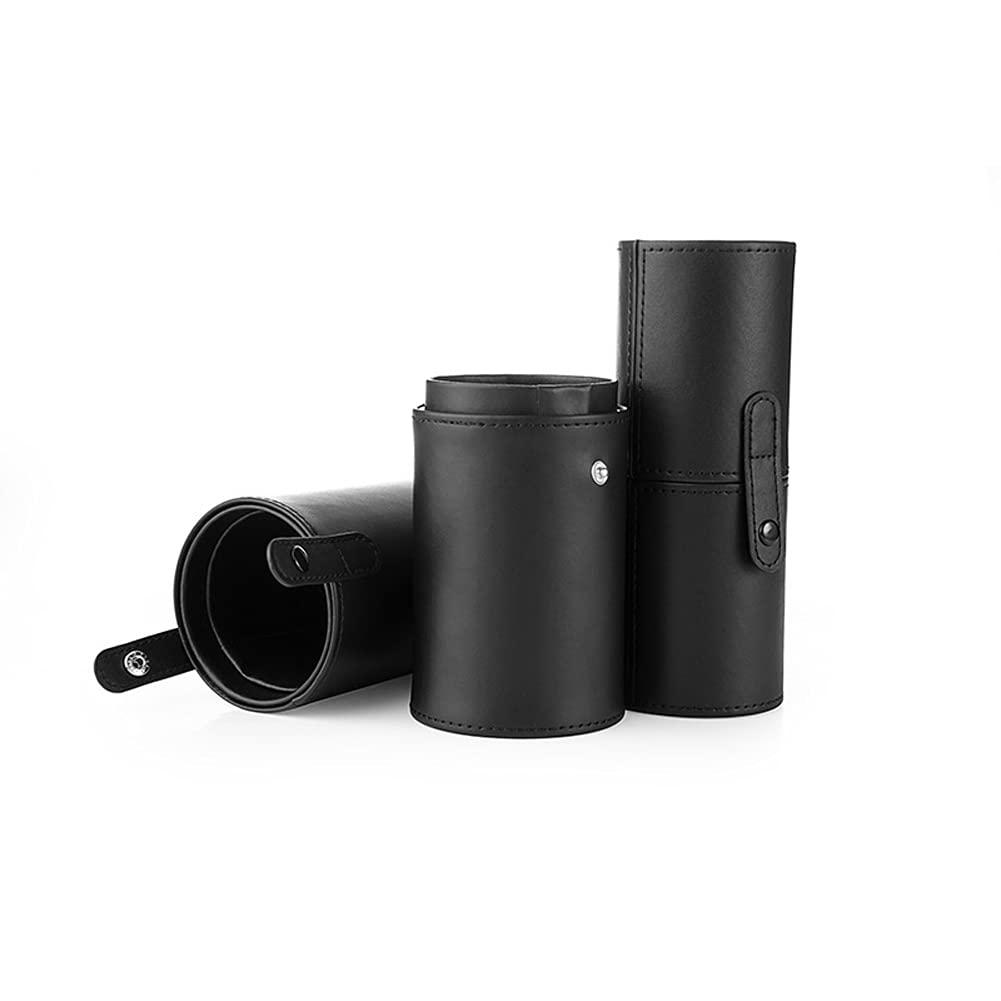 esowemsn esowemsn 1pc PU Leather Black Makeup Brush Holder Travel Brushes Case Bag Cup with Lid Portable Waterproof Dustproof Cosmetic Storage Organizer