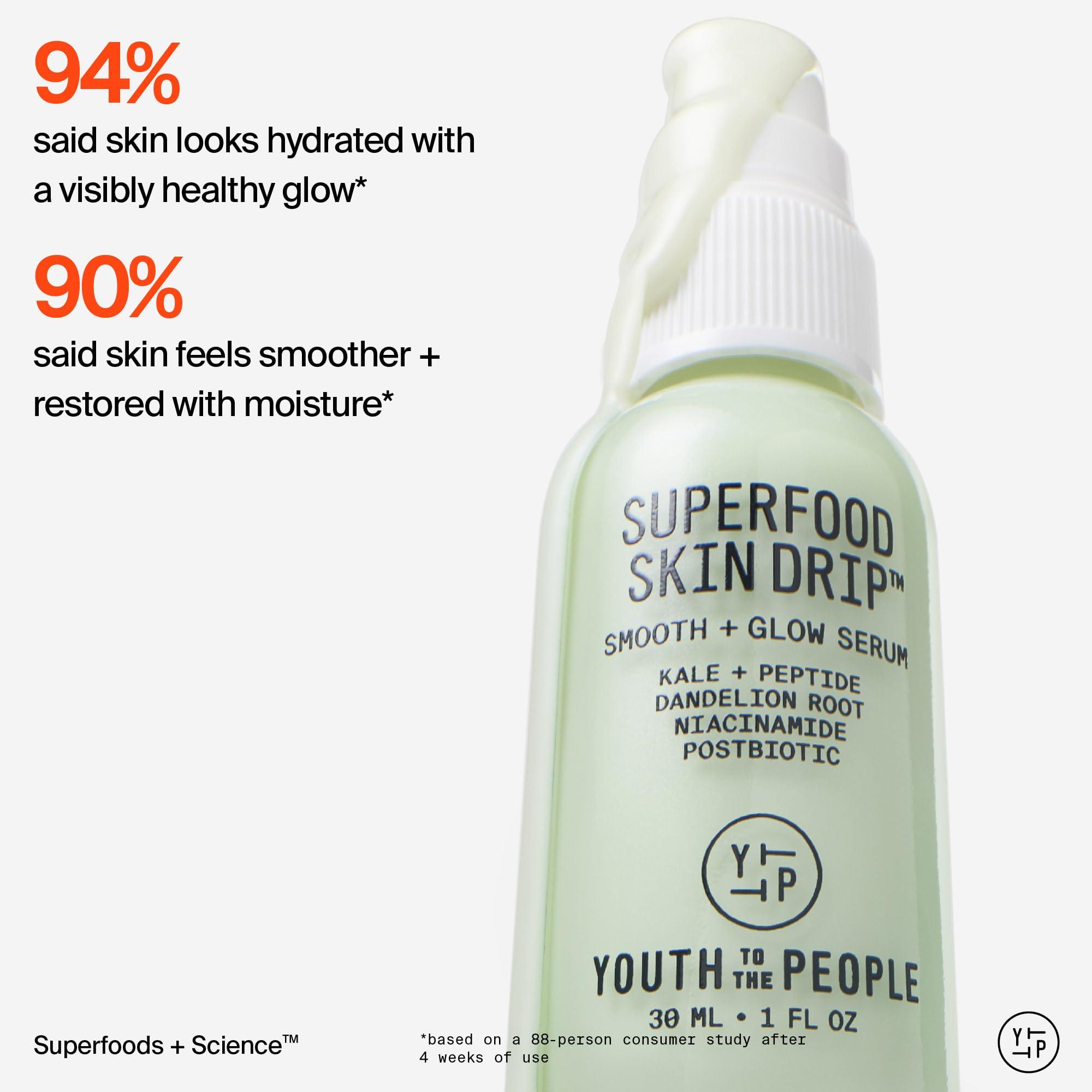 Youth To The People Youth To The People Superfood Skin Drip Face Serum (1 fl oz), Strengthens Skin Barrier + Evens Skin Tone, 5% Niacinamide, Kale, Peptides, Ceramides, Boosts Glow, Vegan