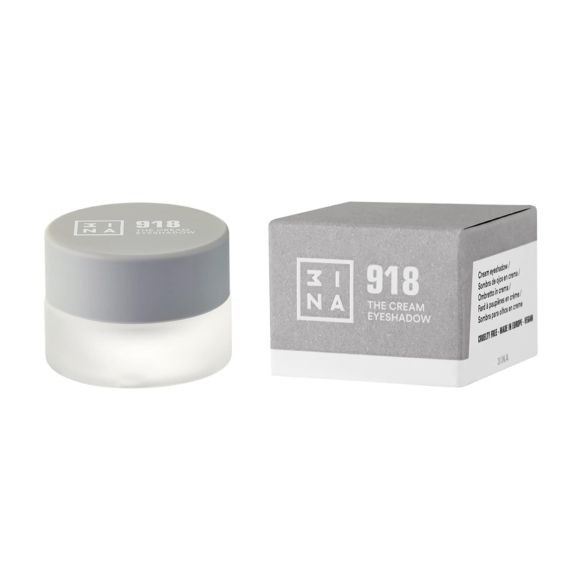 3ina 3ina MAKEUP - Vegan - Cruelty Free - The Cream Eyeshadow 918 - Silver - 24H Longwearing & Waterproof Formula - Fast Drying Formula - Highly Pigmented - Matte and Shimmer Finish