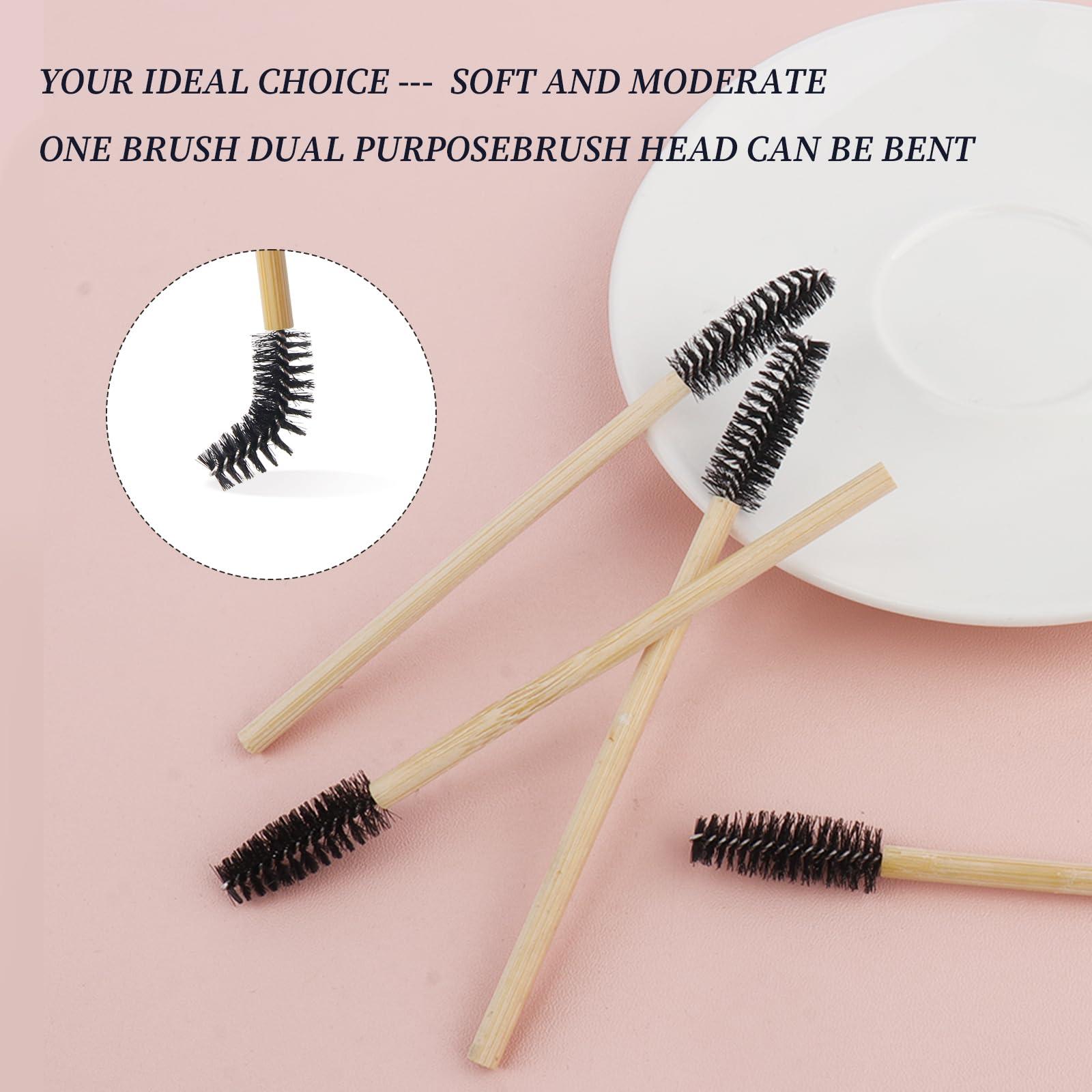 myaokue-up 300PCS Disposable Mascara Wands Spoolie Brush Bamboo Eyebrow Brushes Eyelash Extension Applicator Makeup Kits.myaokue-up(Black)