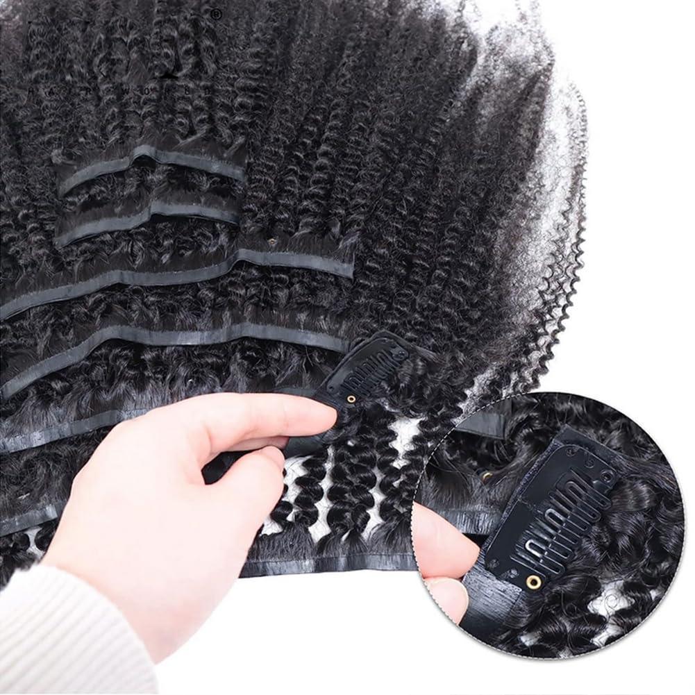 Kiss darling LASHES Afro Kinky Curly Seamless Clip In Human Hair Extensions for Women,PU Invisible Clip Ins Hair Extensions Real Human Hair 4B 4C Afro Curly Clip Ins 24\"inch
