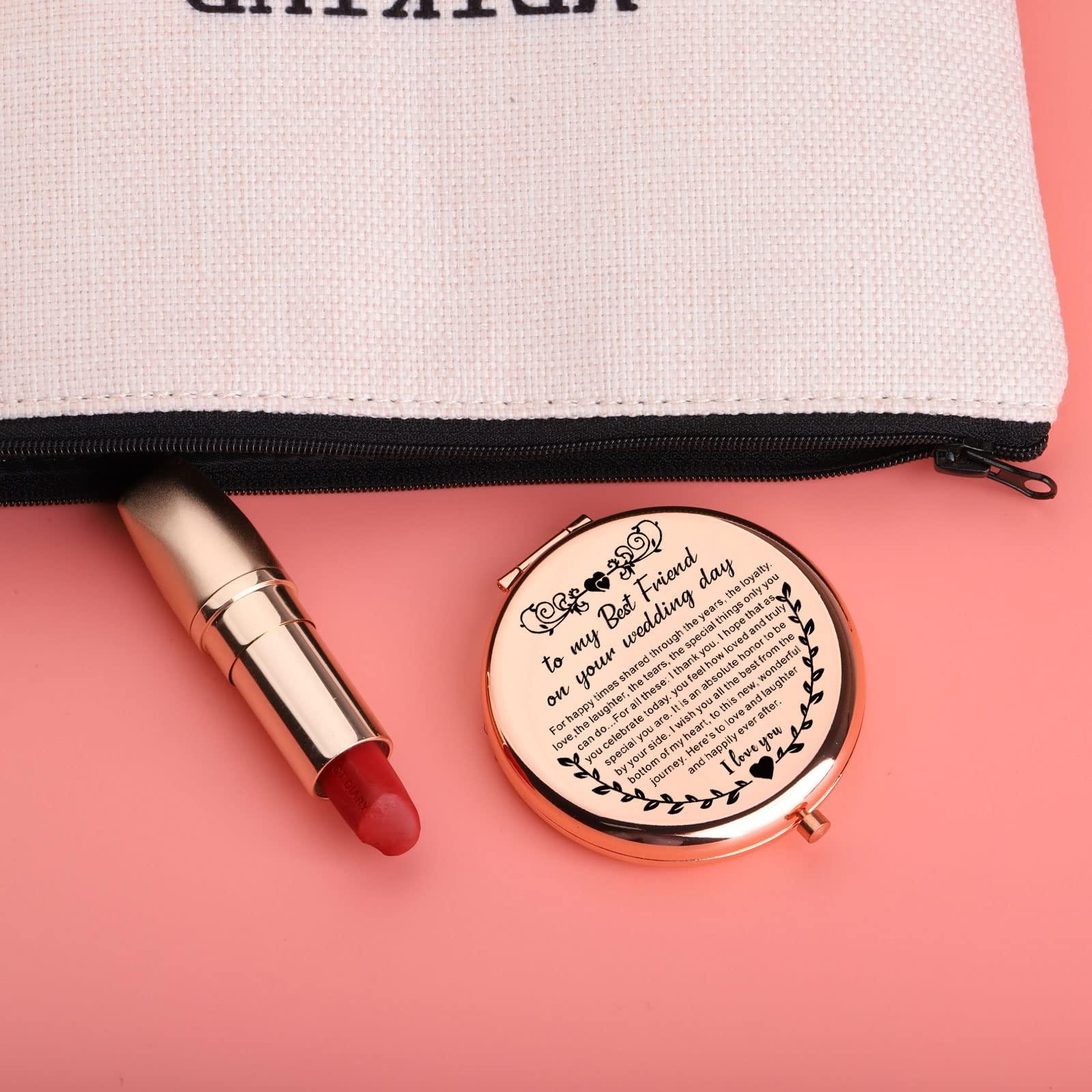 UJIMS UJIMS to My Best Friend on Your Wedding Day Gifts for Bride Best Friend to Bride Makeup Mirror Wedding Gift for Bride (Best Friend to Bride Mirror)