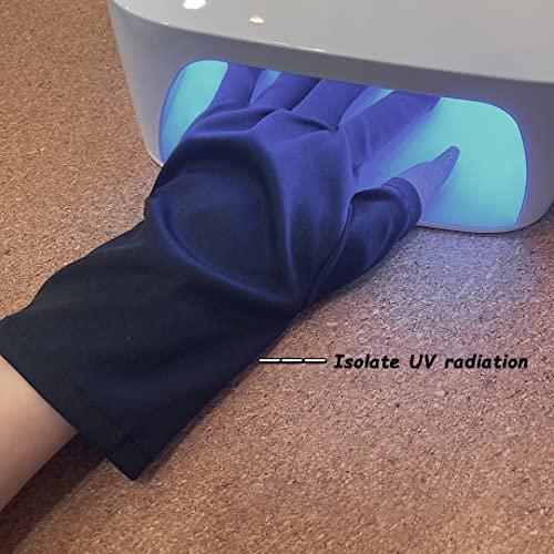 Tsangbaby Gel Manicure Gloves Black Tape Set Anti UV Fingerless Gloves Gel Nail Gloves Sun Protection Shield Gloves for LED Nail Lamp