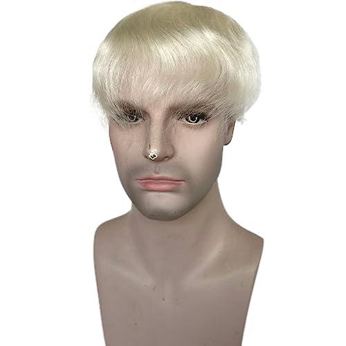 Voloria Voloria Bald Spot Hair Patch Toupee for Men 3.15x3.15inches Full PU Skin Base Cover-up Hair Patches Pieces Human Hair Topper Reaplcement Systems Hairpiece White Color