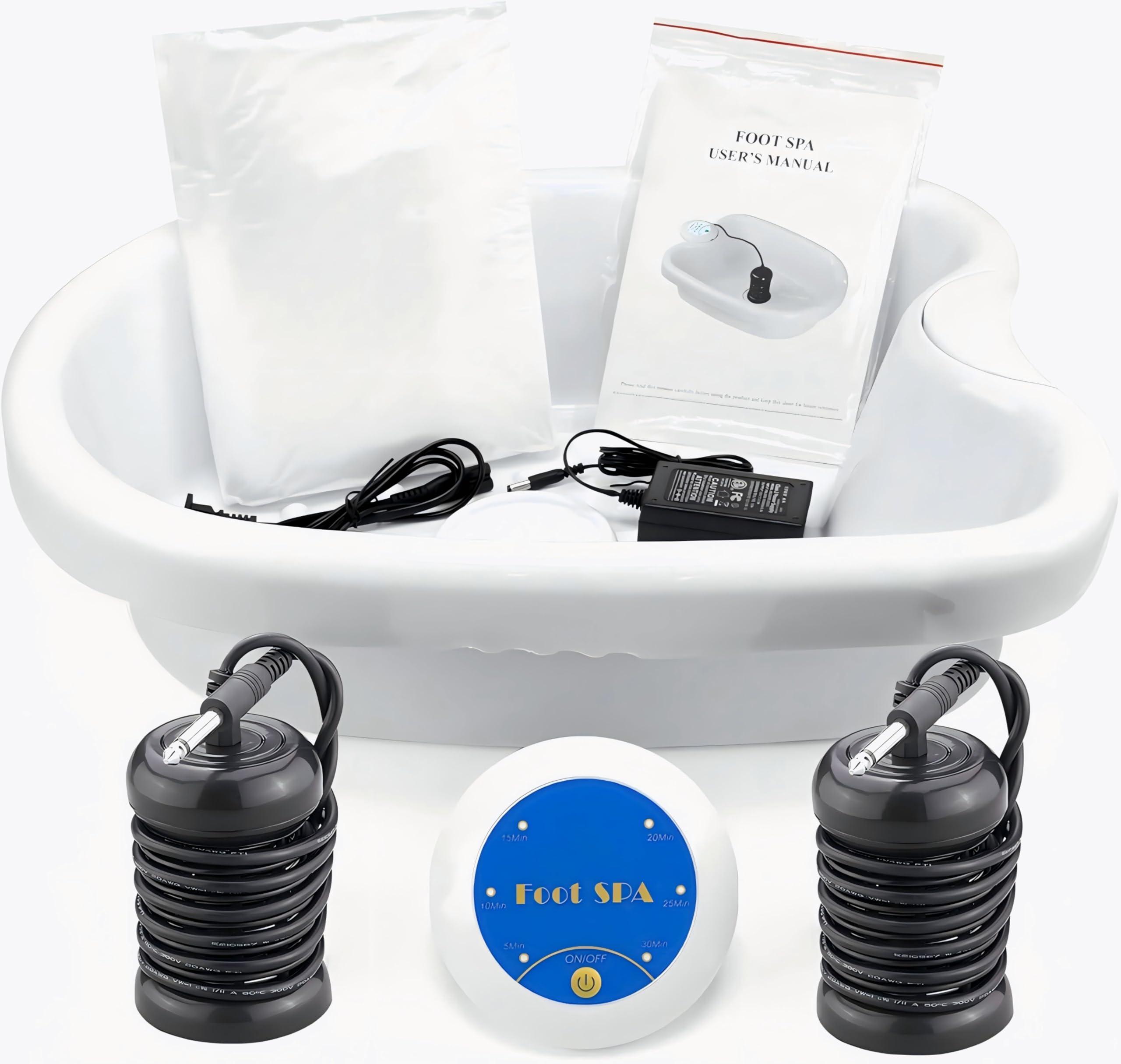 Lecaung Ionic Detox Foot Bath Machine, Personal Ionic Foot Cleanse Ionic Foot Bath SPA Machine for Home Beauty Salon Spa with Basin,100 Liners and Two Round Arrays