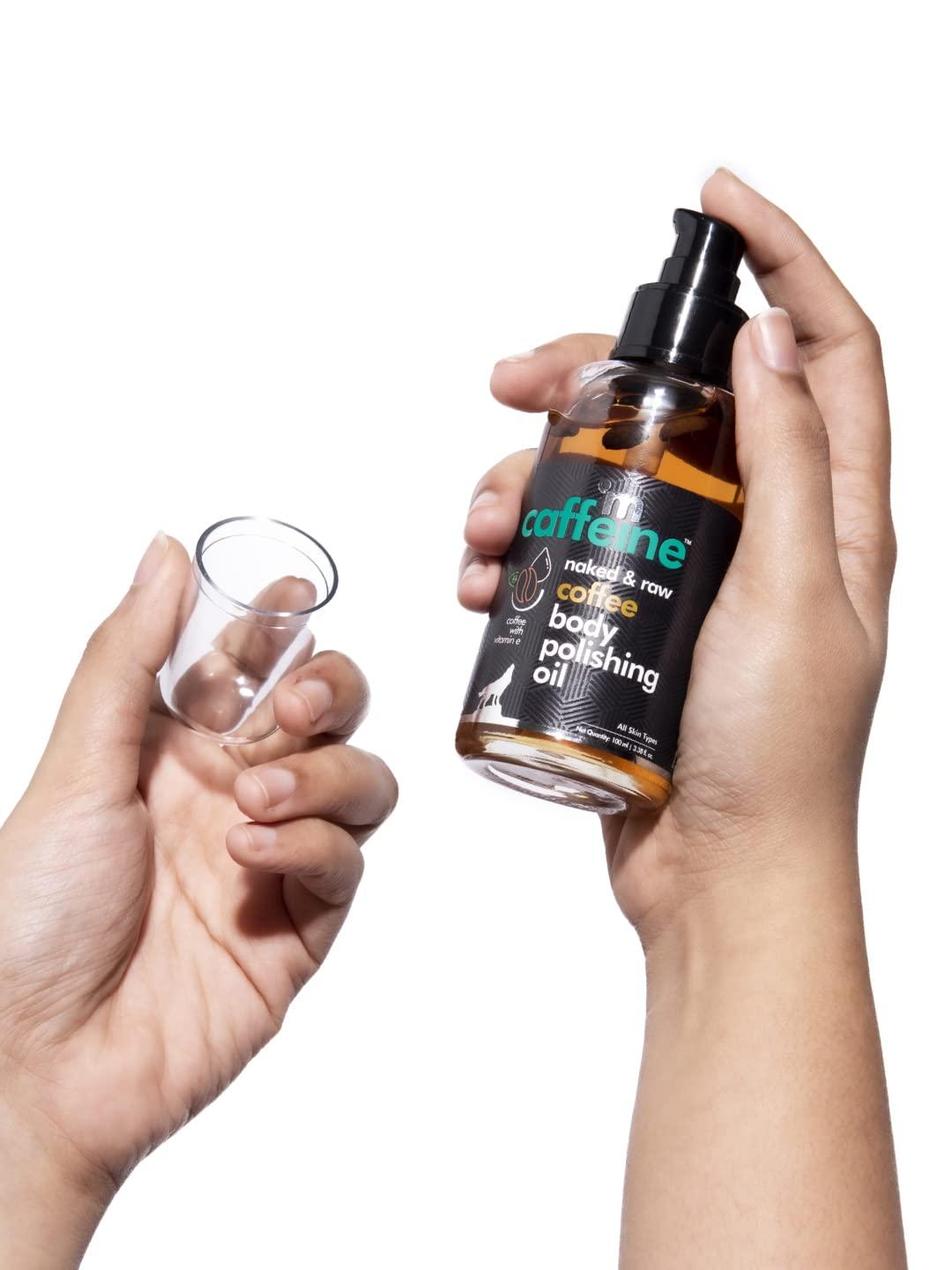 mCaffeine mCaffeine Coffee Body Polishing Oil (100ml) for Reducing Stretch Marks and Cellulite | With Olive Oil and Vitamin E for a Soft and Moisturized Skin | Natural and Vegan Oil for Daily-Use