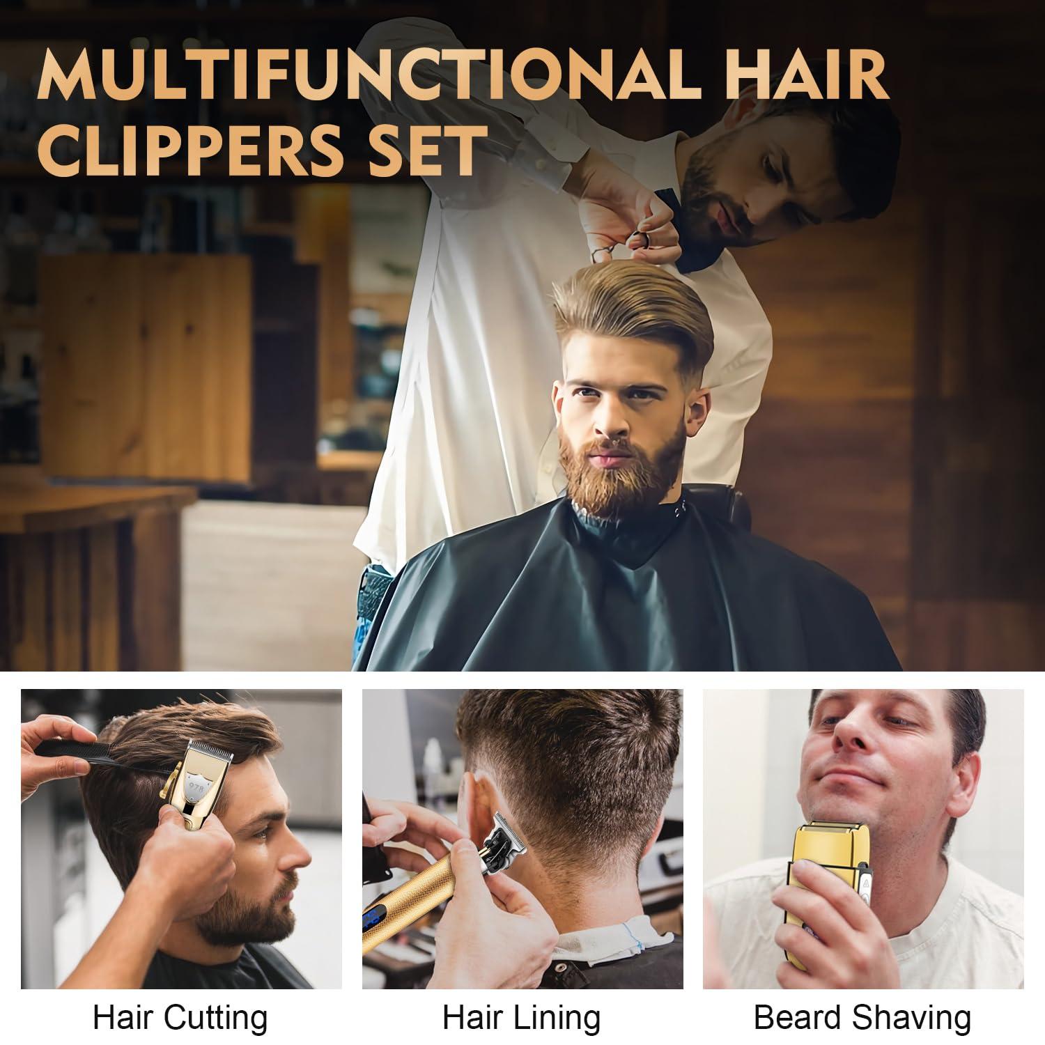 Suttik Suttik Hair Clippers for Men Professional, Cordless Beard Trimmer & Electric Shavers for Men, Mens Hair Clippers and Trimmer Kit for Barber with Case, Gold