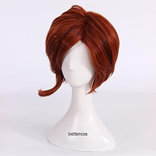 ZZMQ ZZMQ Helen Parr Elastigirl Cosplay Wig Short Bob Heat Resistant Synthetic Hair Wig + Wig Cap