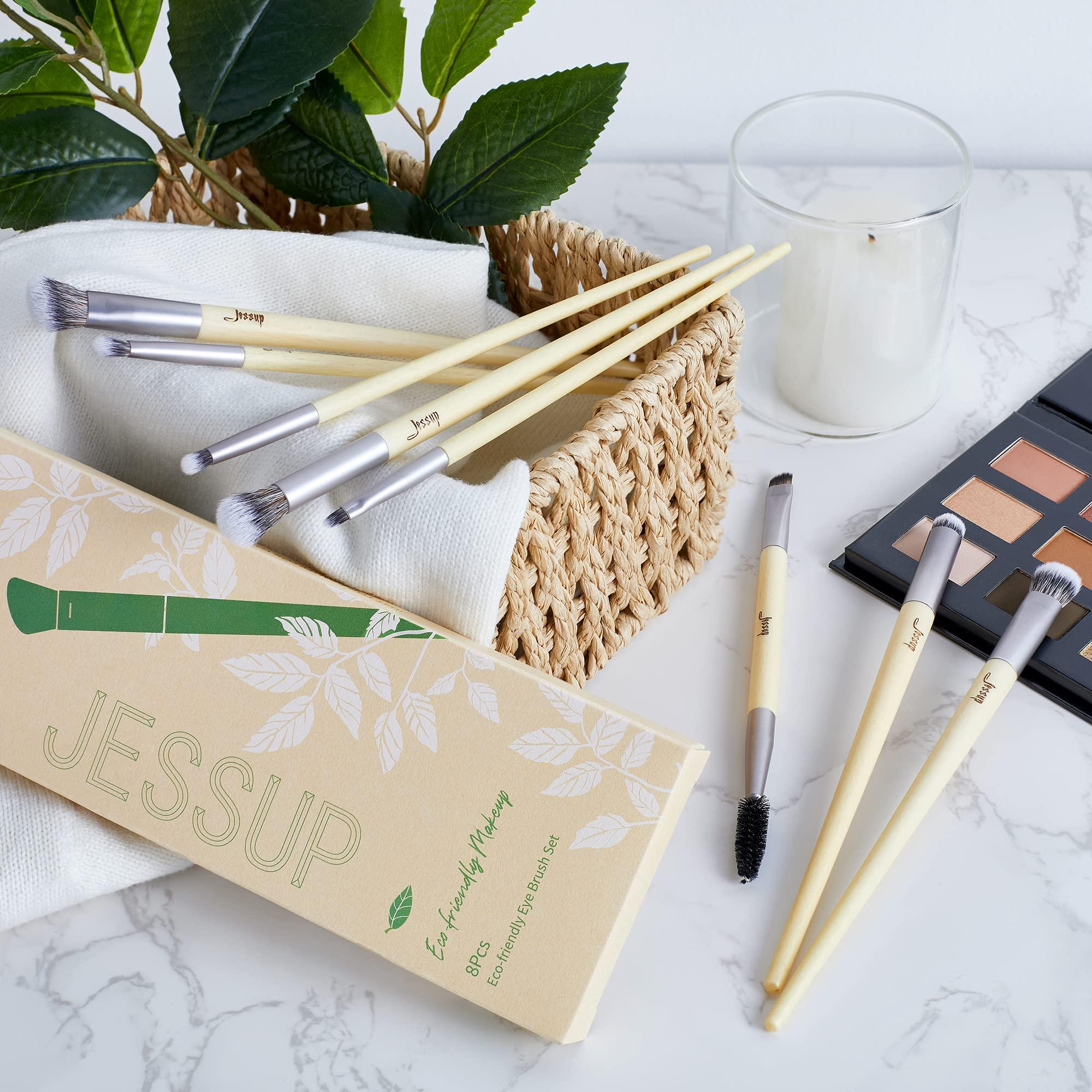 Jessup Jessup Eyeshadow Brush Set 8pcs Eye Makeup Brushes Premium Cruelty-Free Eyeshadow Blending Concealer Eyebrow Eyeliner Spoolie Brush Kit T328