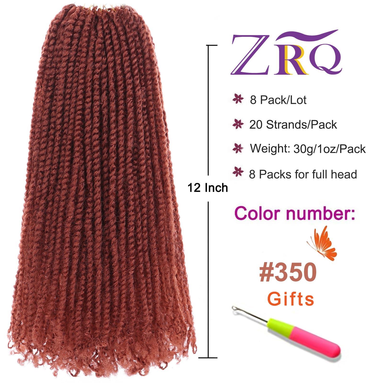 ZRQ ZRQ 12 Inch Micro Twist Crochet Hair Bob Crochet Braids Pre looped Mini Passion Twist Mini Senegalese Twist Crochet Hair Pre-looped Hair Red Micro Braids Crochet Hair Extensions Crochet Braids