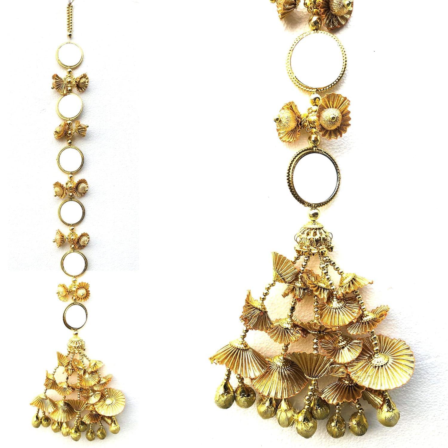Generic Paranda Parandi Hair Accessory Braid Tassles Extensions with Mirror Punjabi Paranda Wedding Bridal Pranda(Golden 36)