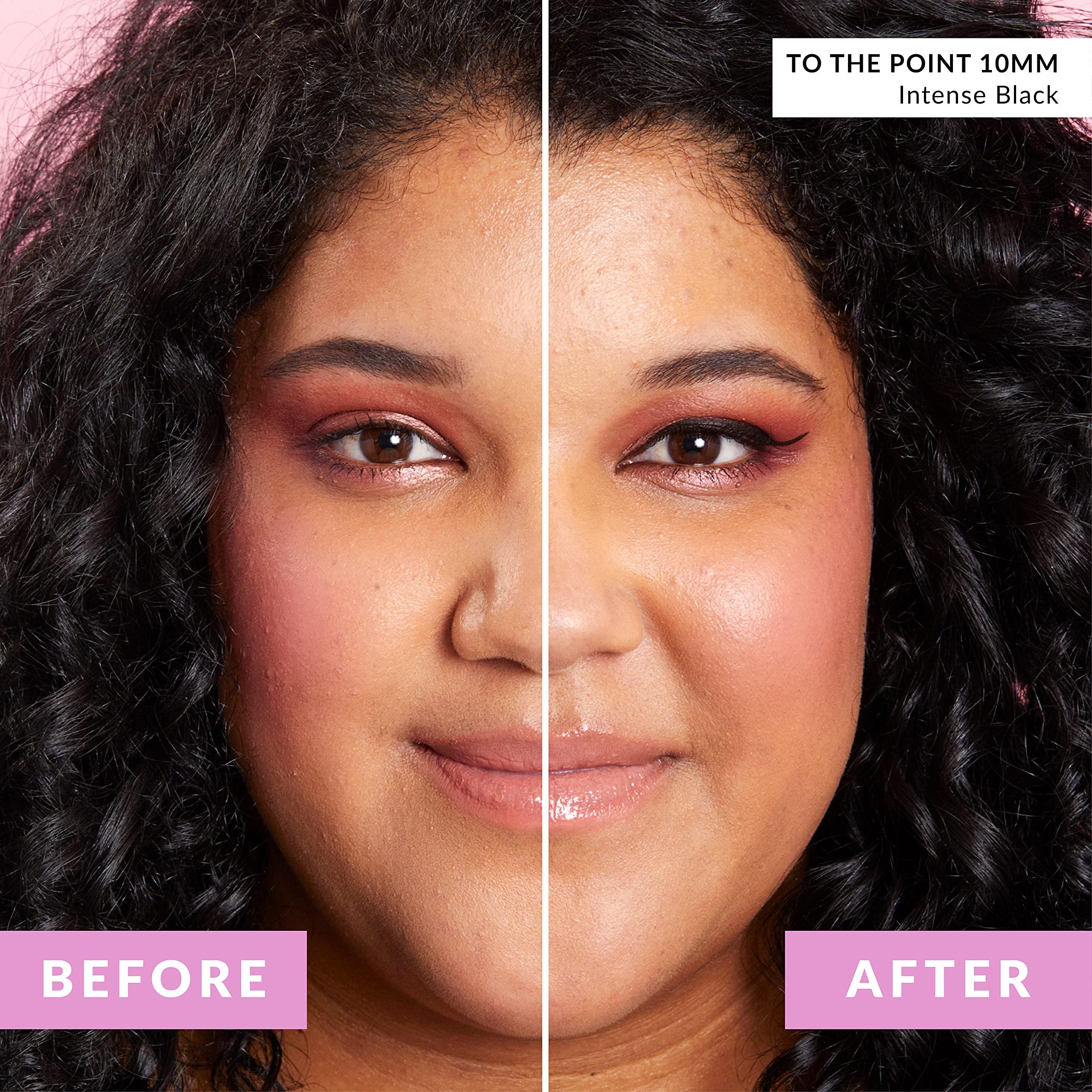 The Quick Flick The Quick Flick Winged Eyeliner Stamp Waterproof & Smudge Proof Vegan Cat Eye Stamp Eyeliner 4mm Thick Winged Stamp & 10mm To the Point Felt-Tip Hypoallergenic Eyeliner Pen (Intense Black-2 Pen)