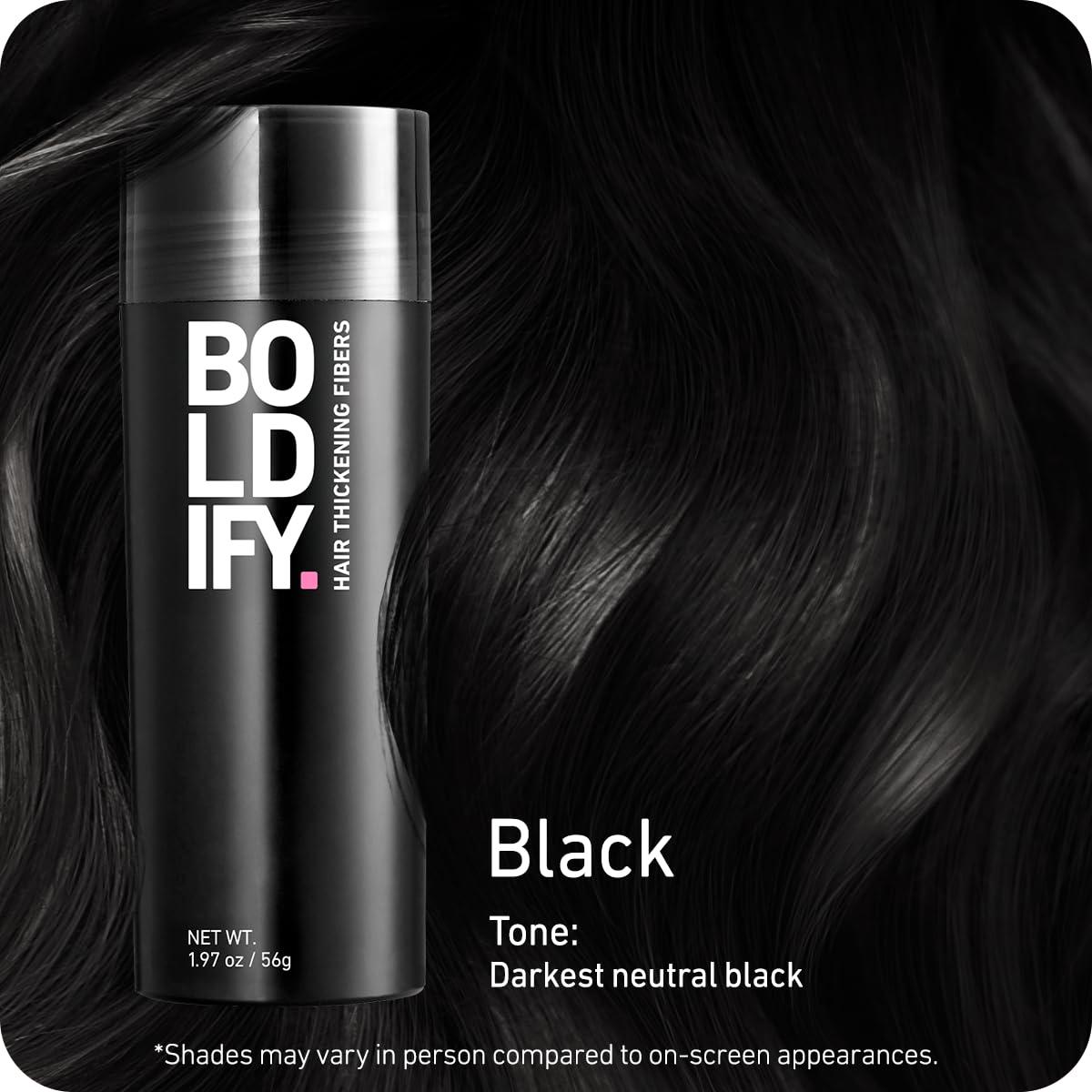 Boldify BOLDIFY Hair Fibers (56g) - Fill In Thinning and Fine Hair for an Instantly Fuller, Thicker Look - 14 Shades for Women & Men - Black