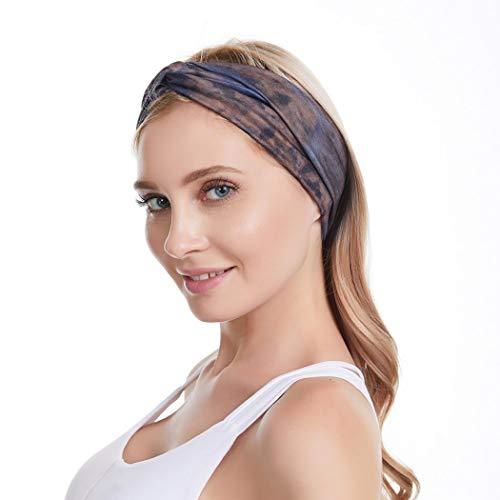 Bohend Bohend Boho Headband Wide Flower Boho Bandeau Criss Cross Elastic Daily Use Yoga Athletic Hair Accessories for Women and Girls (A)