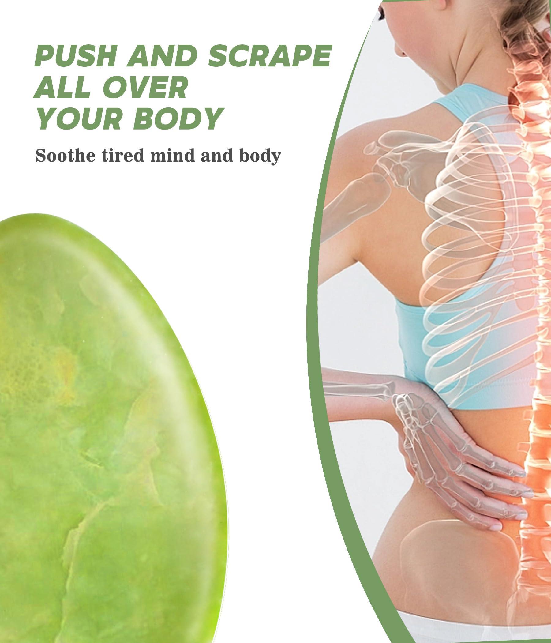 Boncun Jade Gua Sha Facial Tools Guasha Tool for Face Massager Stones Gua Sha Stone Skincare Tools Facial Massager Tool Body Face Massage Tools Sculpting (Green)