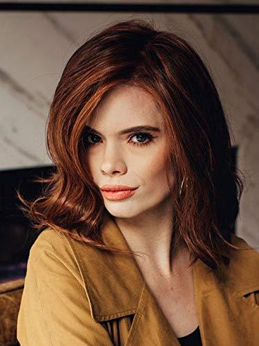 Raquel Welch & Maxwigs Simmer Wig Color RL14/22SS SHADED WHEAT - Raquel Welch Wigs 11.5" Mid-Length Lob Bob Tapered Ends Unstructured Waves Tru2Life Heat Friendly Synthetic Lace Top Bundle Comb, MaxWigs Hairloss Booklet