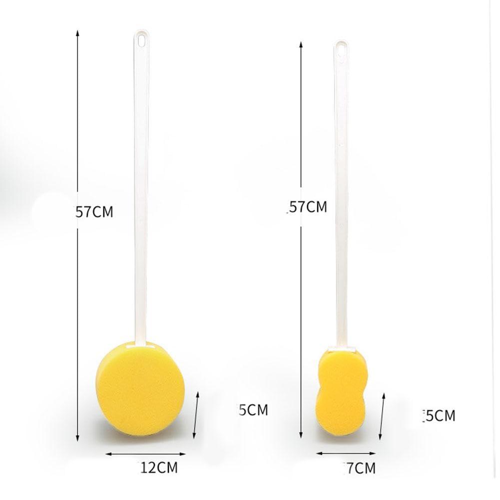 QHUDLV QHUDLV Long Handle Bath Sponge,Handled Back Sponge for Shower,Lightweight Back Washer Handled Butt Scrubber Shower Brush for Foot Body Cleaning Bathing Limited Motion (Round Yellow)