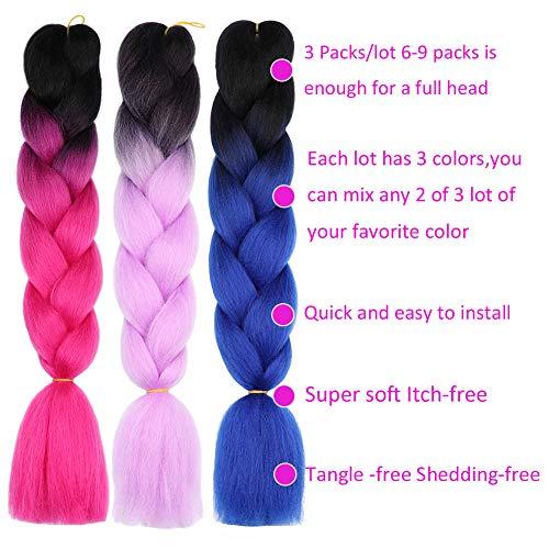Rapunzel Rainbow Braiding Hair Pre Stretched Top Silky Braid Hair Extensions Kanekalon Synthetic Hair For Braiding