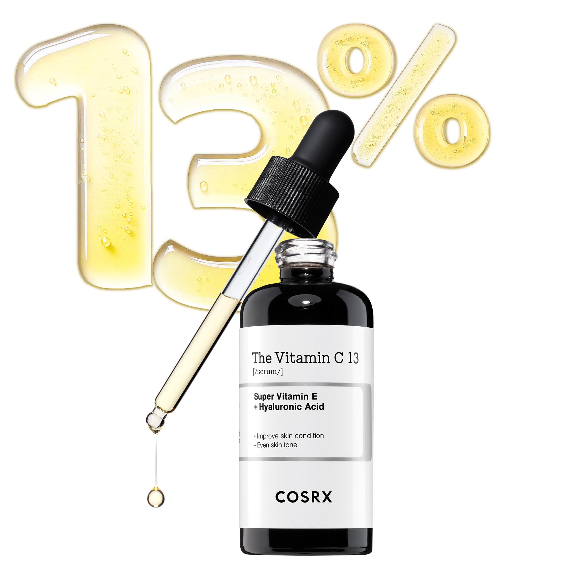 COSRX COSRX Pure Vitamin C 13% Serum with Vitamin E & Hyaluronic Acid, Hydrating Facial Serum for Fine Lines, Uneven Skin Tone & Dull Skin, 0.67fl.oz/20ml, Korean Skin Care