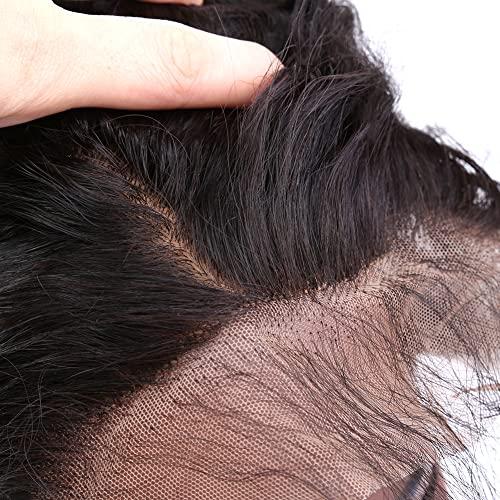 sent hair Sent Hair One Donor Top Grade 13x4 Silk Base Lace Frontal Closure Human Hair with Baby Hair Curly Wave Brazilian Virgin Hair Closure Free Part Natural Color Bleached Knots 18 inch