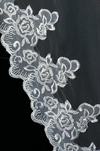 Velvet Bridal Bridal Wedding Mantilla Veil White 1 Tier Long Cathedral Length With Lace Edge