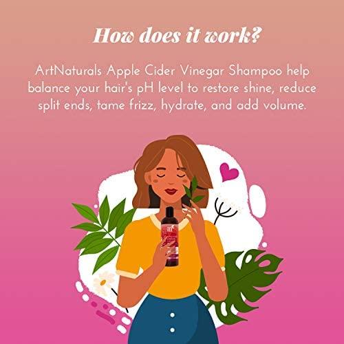 Artnaturals Artnaturals Apple Cider Vinegar Shampoo – (12 Fl Oz / 355ml) – for All Hair Types - Plant Base Blend - Coconut Oil and Vitamin E for Split Ends, Shine, Stronger and Smoother