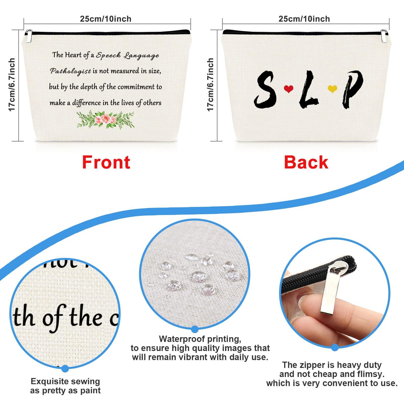 Mikela Speech Therapist Gift Makeup Bag Gift for SLP Women Speech Pathology Gifts Cosmetic Bag Pouch Speech Language Pathologist Gift Appreciation Gifts Thank You Gift Thanksgiving Gift for Speech Therapist