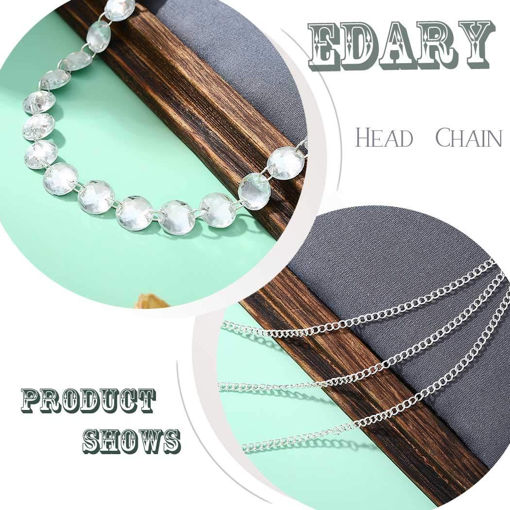 Edary Edary Boho Crystal Head Chain Tassel Headband Wedding Headpiece Hair Jewelry Accessory for Women. (Silver)