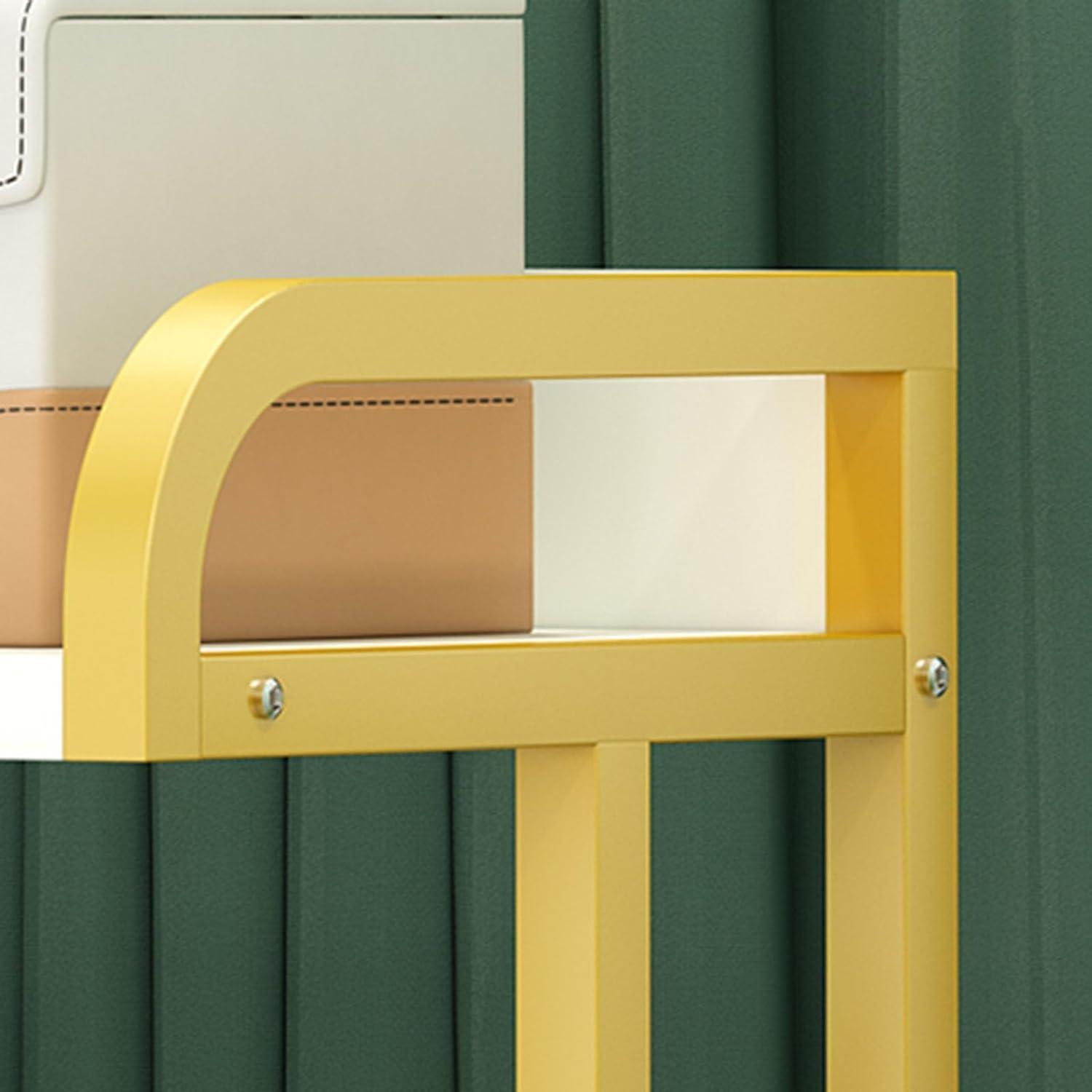 YPDJVLTI YPDJVLTI Salon cart Salon Rolling Cart 3 Tier Steel Salon Trolley Raised Guardrail Trolley Cart W/Wheels Salon Cart for Beauty Spa Storage Cart Portable, Gold