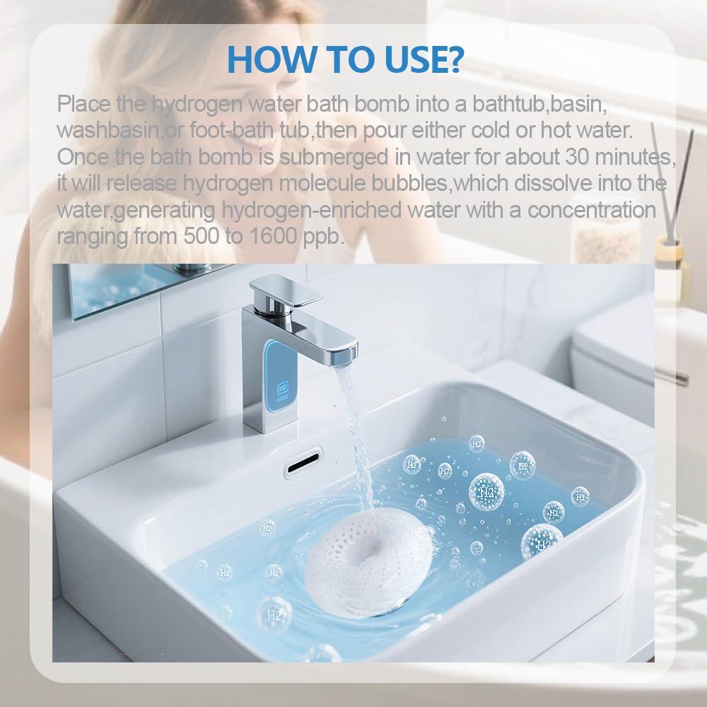 Unosuich Hydrogen Bath Ball Tablets Bombs H2 Rich Water Bathing Soak Kit Bath Salt Molecular Hydrogen Water Bath Generator for Bathtub