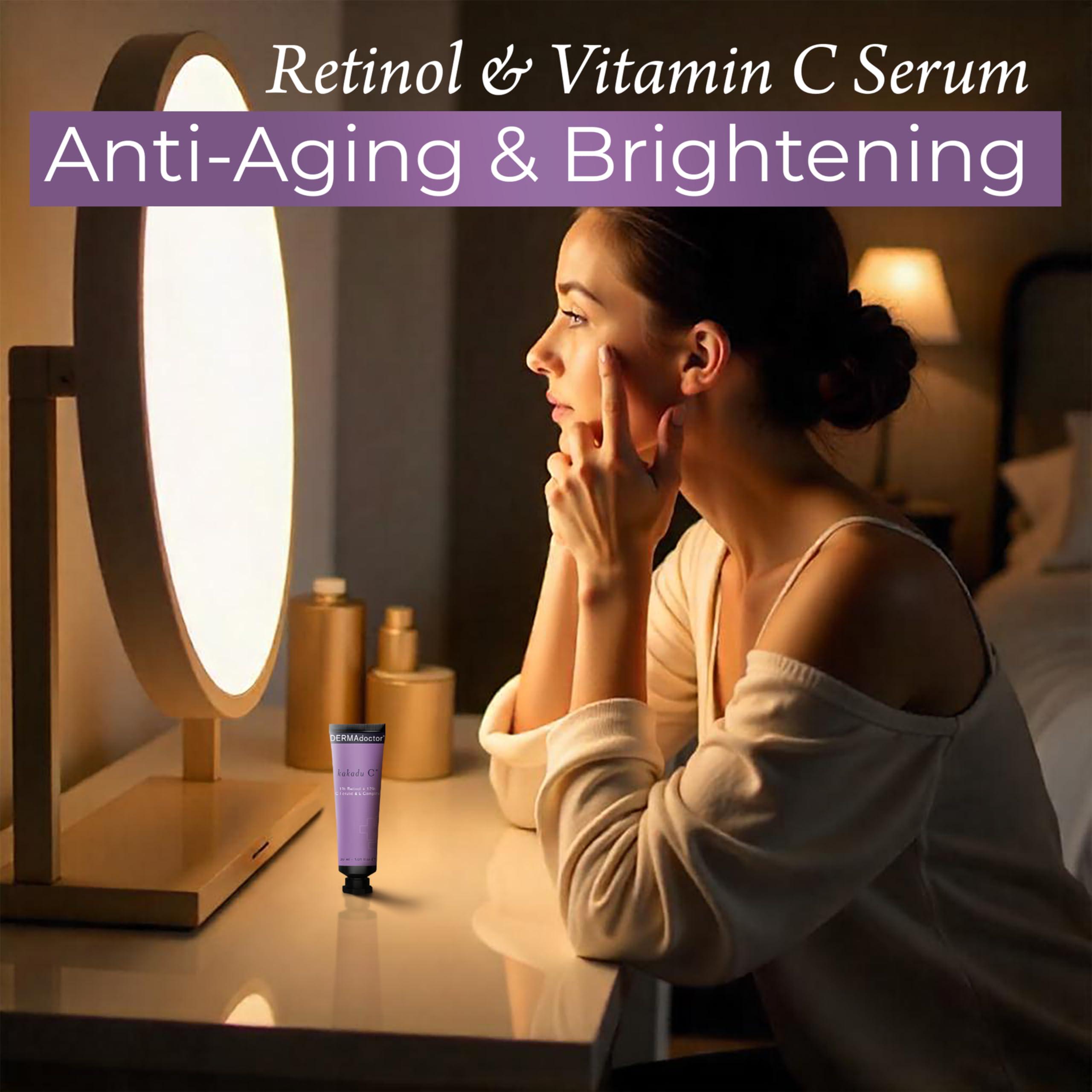 DERMAdoctor DERMAdoctor Kakadu C Dermatologist Formulated 1% Retinol Cream + Vitamin C, E Ferulic Complex, Anti Aging Face Cream to Brighten, Smooth and Firm. Hyperpigmentation Treatment for Face - 1.01 fl oz