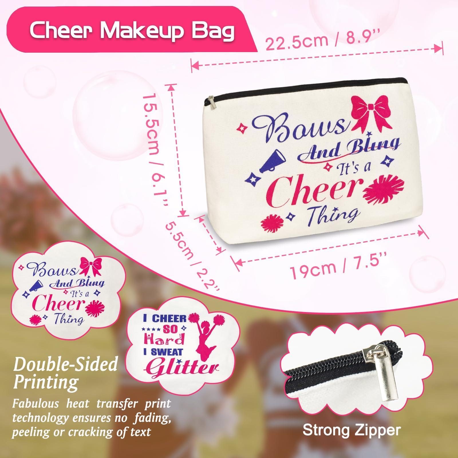 BEDSIFV BEDSIFV Cheerleader Gifts, 24pcs Cheerleading Gifts for Girls 4 Cheer Makeup Bags 16 Hair Ties 4 Wish Bracelets Personalized Cheer Stuff for Cheerleaders Cheer Sister Cheer Mom