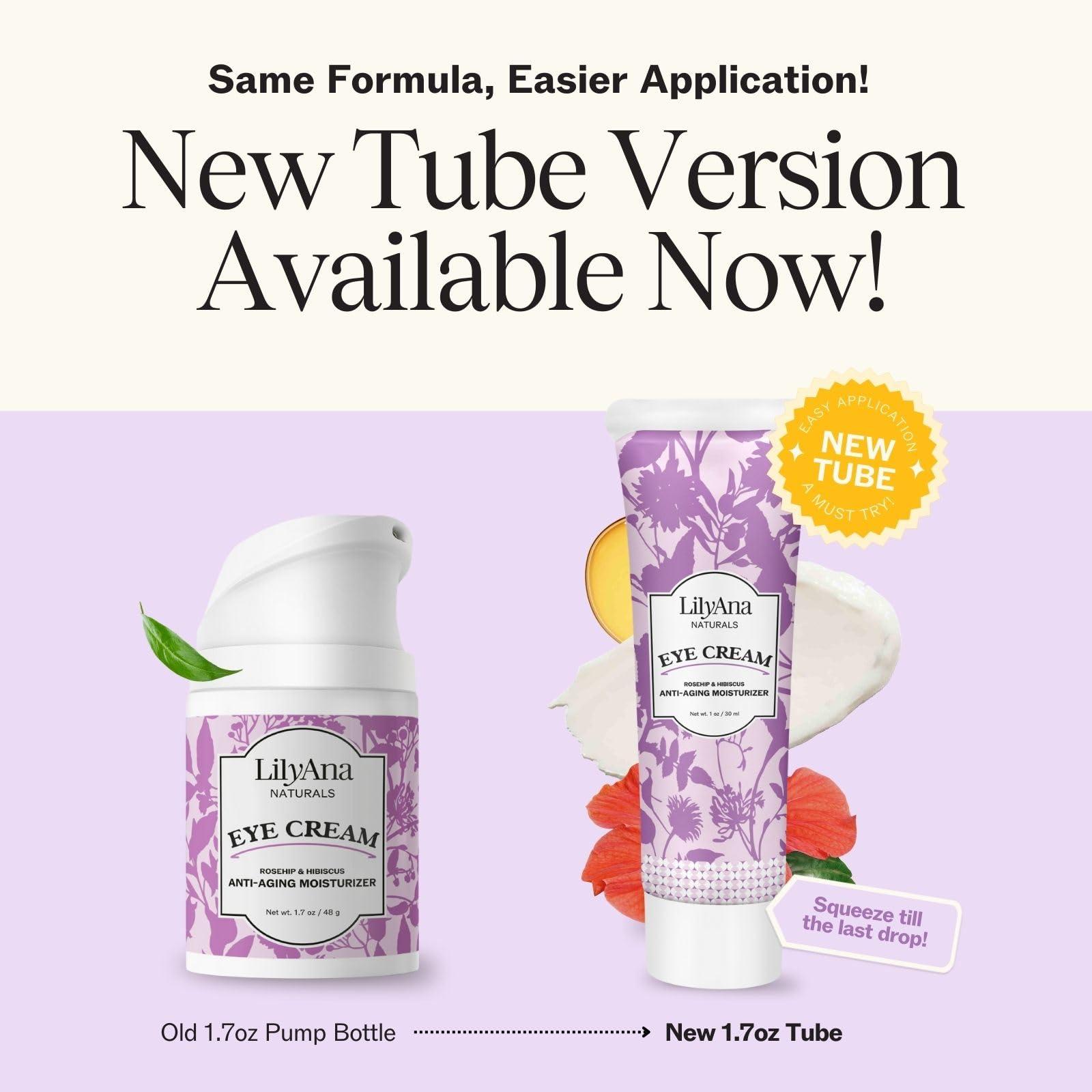 LilyAna Naturals LilyAna Naturals Eye Cream - Eye Cream for Dark Circles and Puffiness, Under Eye Cream, Anti Aging Eye Cream Reduce Fine Lines and Wrinkles (1.7 Ounce, Rosehip and Hibiscus (Tube))