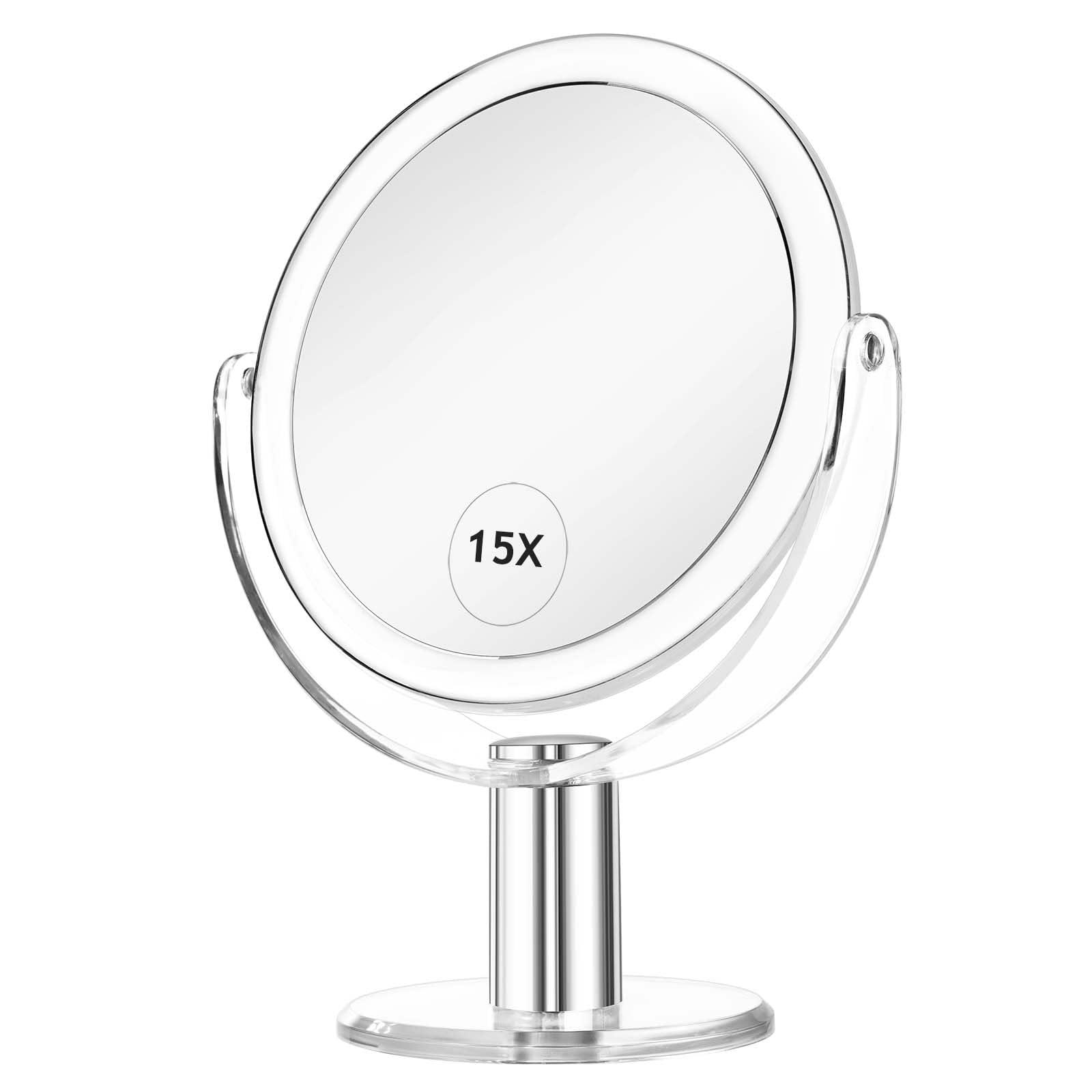 CLSEVXY CLSEVXY Vanity Mirror with Stand, 1X/15X Magnification Double Sided 360 Swivel, Portable Table Desk Countertop Mirror for Bathroom & Shaving