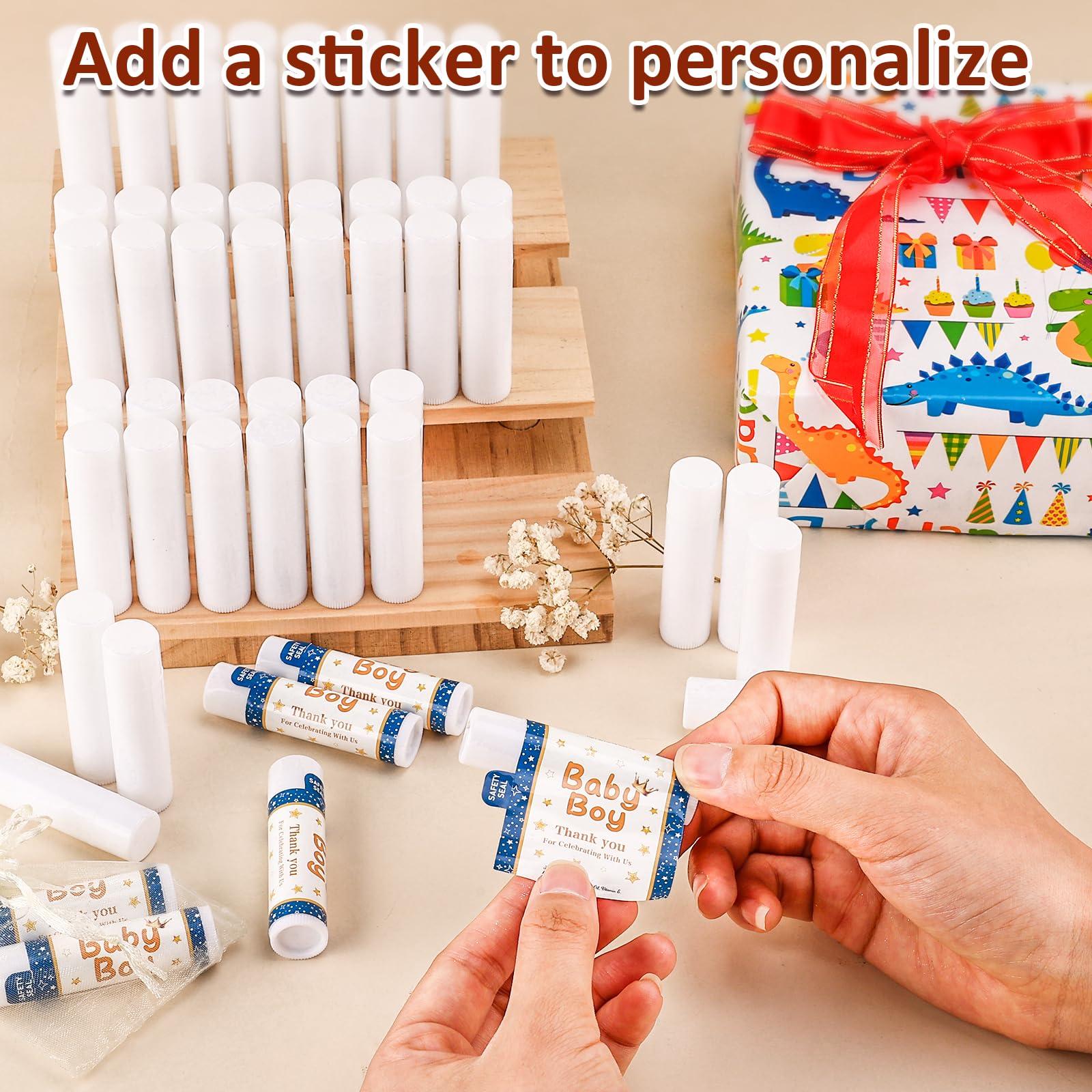 VISRIE VISRIE 120 Pack Lip Balm Unlabeled, Natural Lip Balm Bulk Blank Tube, Personalized Lip Balm for Party Favors and Gift Basket Filling, Wedding or Baby Shower-5 Flavors