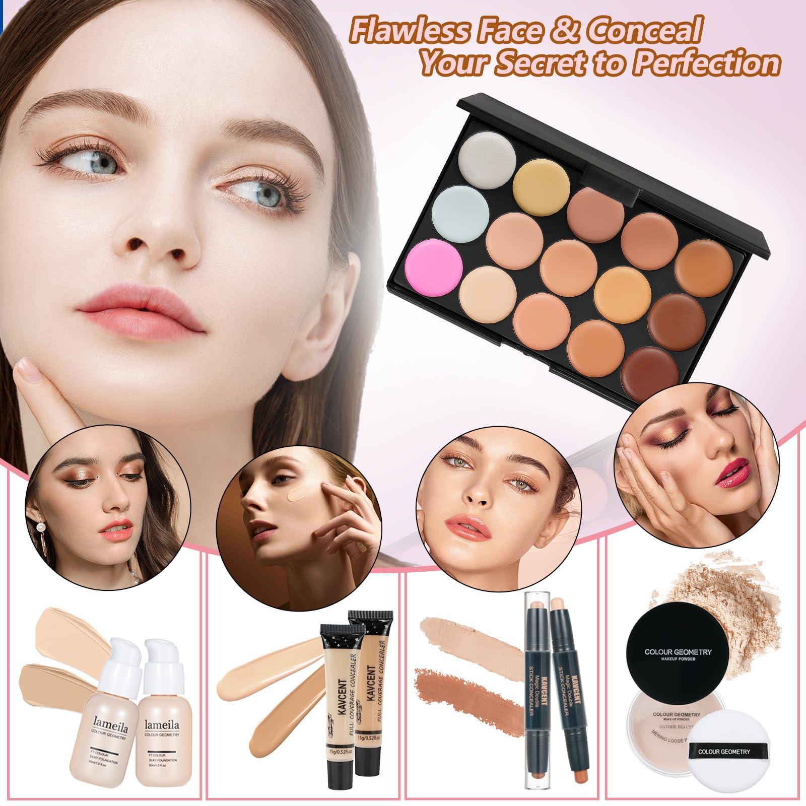 KAVCENT Makeup Kit Makeup Sets for Teens Makeup kits for Women Teenagers Make up Eyeshadow Palette Foundation Concealer Lipgloss Makeup Kit for Women Full Kit