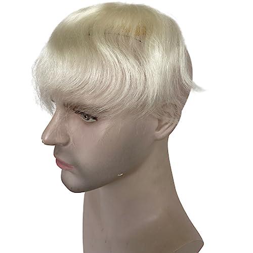 Voloria Voloria Bald Spot Hair Patch Toupee for Men 3.15x3.15inches Full PU Skin Base Cover-up Hair Patches Pieces Human Hair Topper Reaplcement Systems Hairpiece White Color