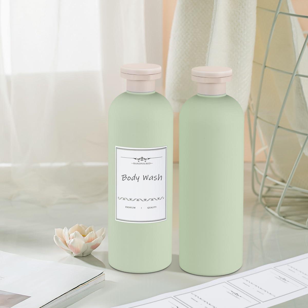 ASEVAT ASEVAT 13.5 oz Large Travel Shampoo and Conditioner Bottles, Green Squeeze Bottles for Shampoo, Travel Containers for Toiletries Leak Proof for Lotion, Cream and Liquids (4Pcs)