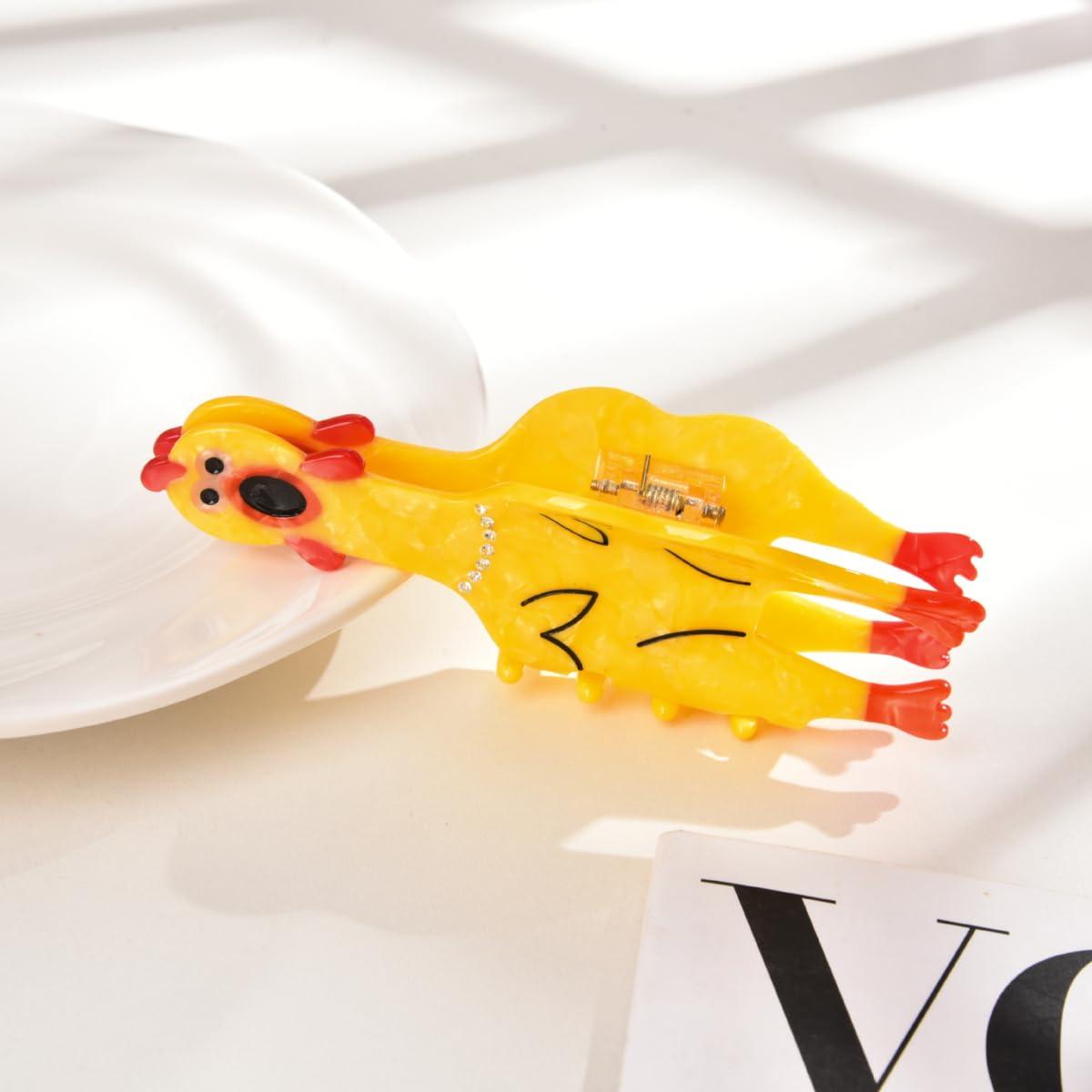 EoneDecor Generic Yellow Chicken Hair Clip,Small Claw Clip for Women,Acetate Hair Clip,Small Hair Clip, 1 Count (Pack of 1)