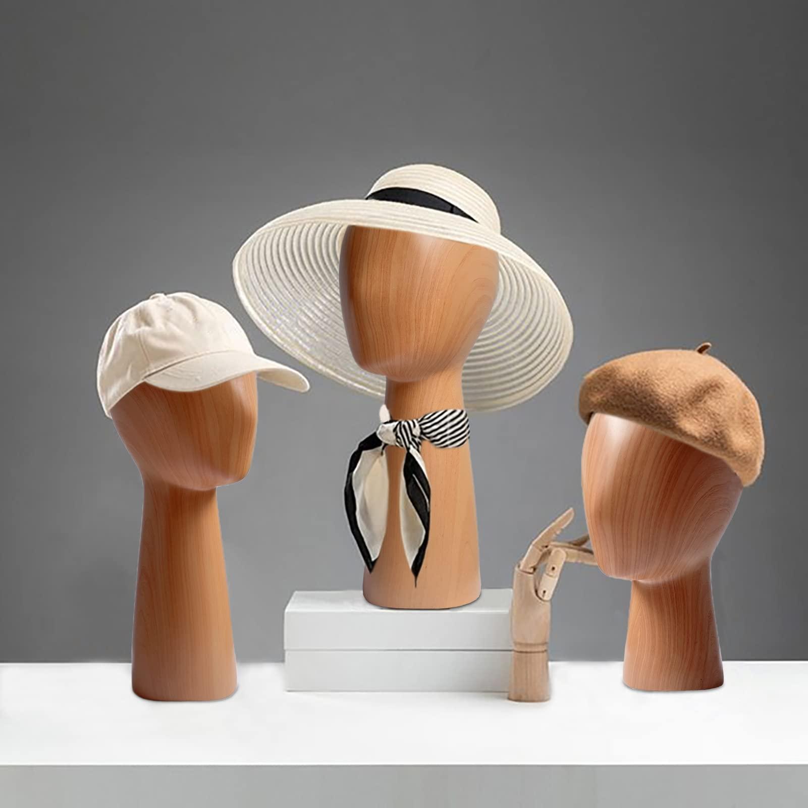 CHADWICK CHADWICK Mannequin Head Block, Hat and Wig Display Stand, Imitation Wooden Wig Head Stand, Abstract Dome Model Head, Manikin Head Hat Holder for Shop, Hair Salon, Home Decor, Durable GFRP Material