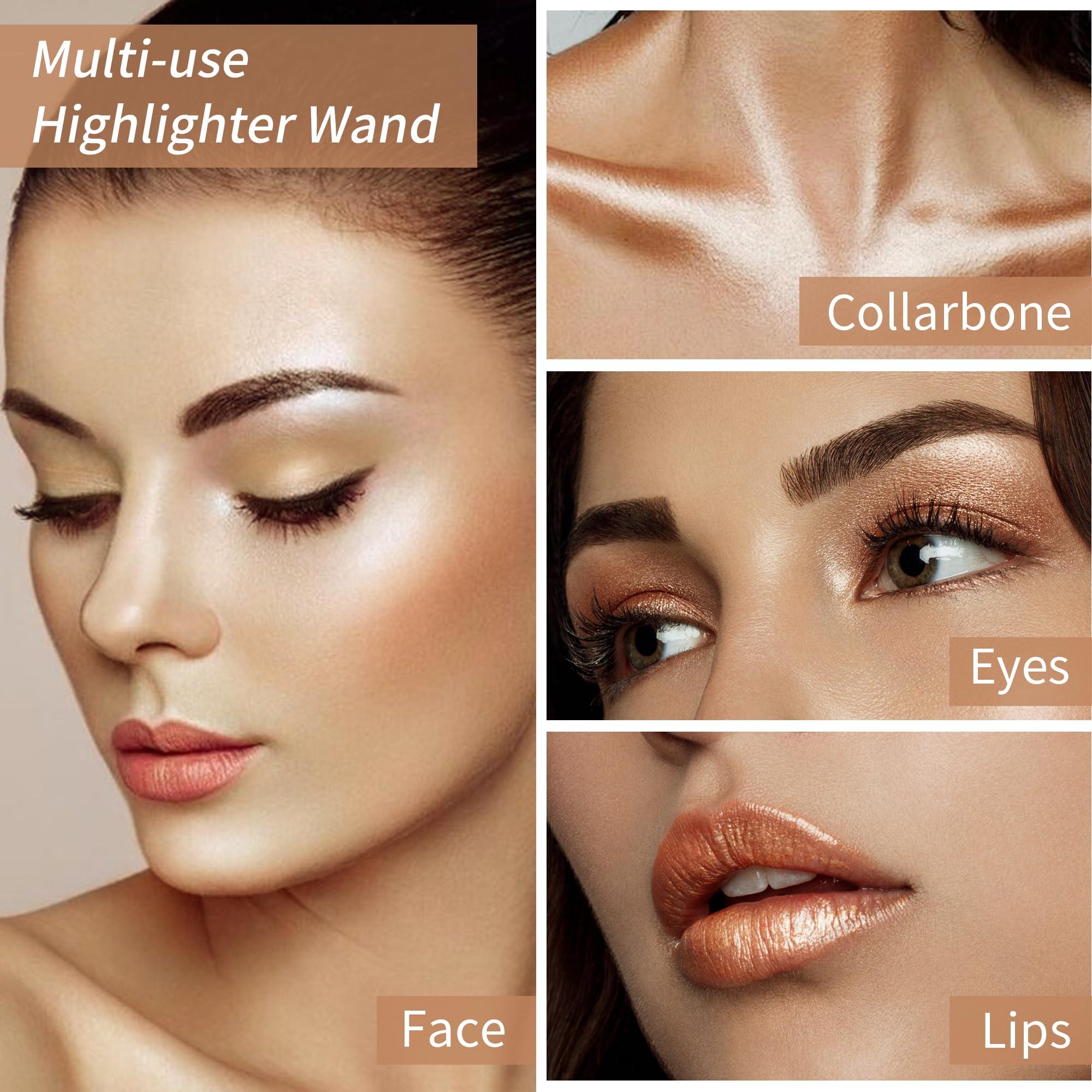 FV FV 2PCS Cool Toned Contour & Liquid Highlighter Stick, Blendable & Natural Finish Cream Contour Makeup Set, Long Lasting Face Illuminator & Shaping Stick, Cruelty-free & Vegan, 02&04