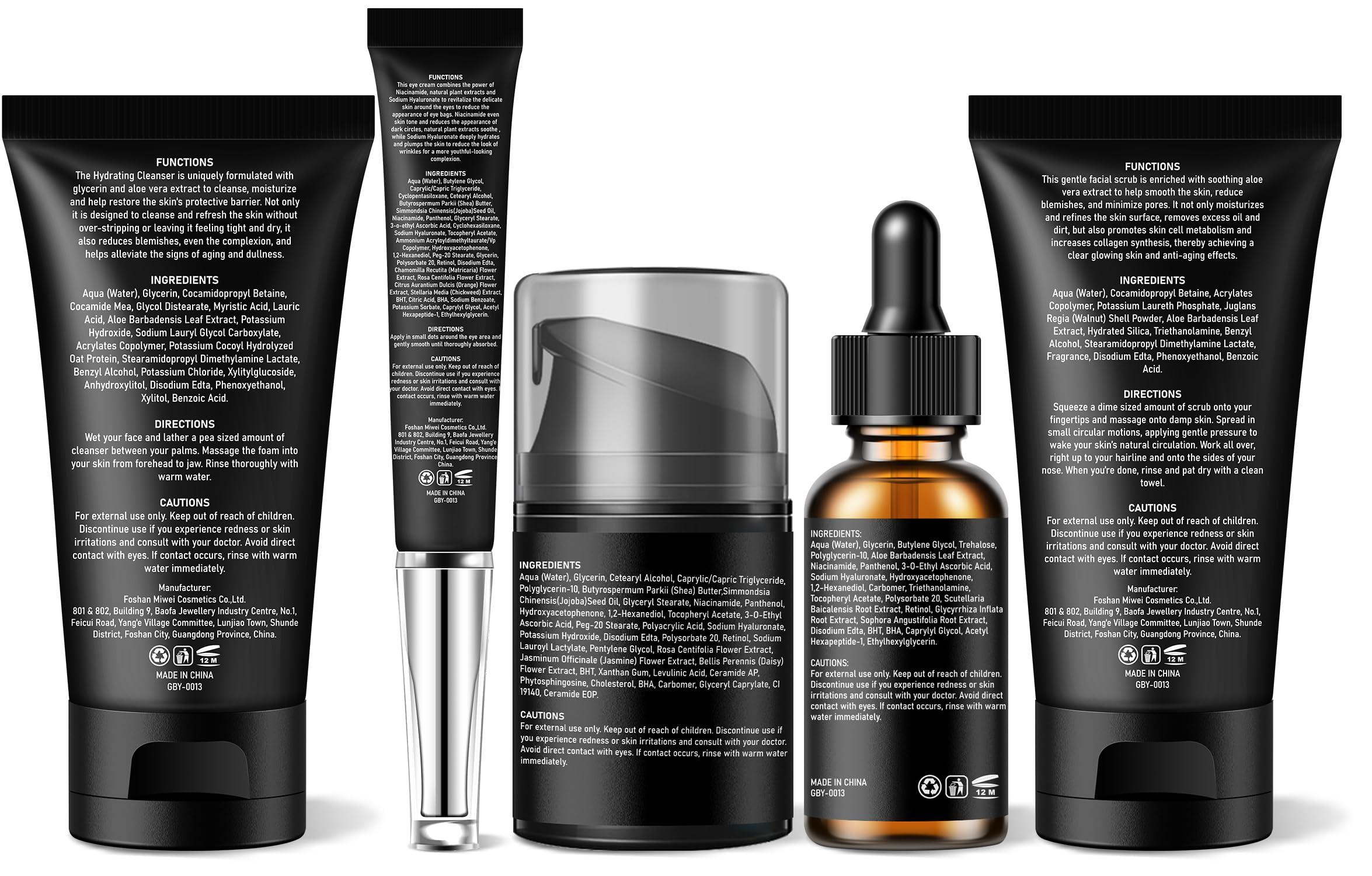 GEBEATY Mens Skin Care Kit,Deep Hydrate,Moisturize,Firm Skin,Gentle Men's Skincare Set,Facial Skin Care Routine Kit Men Christmas Valentines Day Gifts for Him Boyfriend Husband Fathers Dad