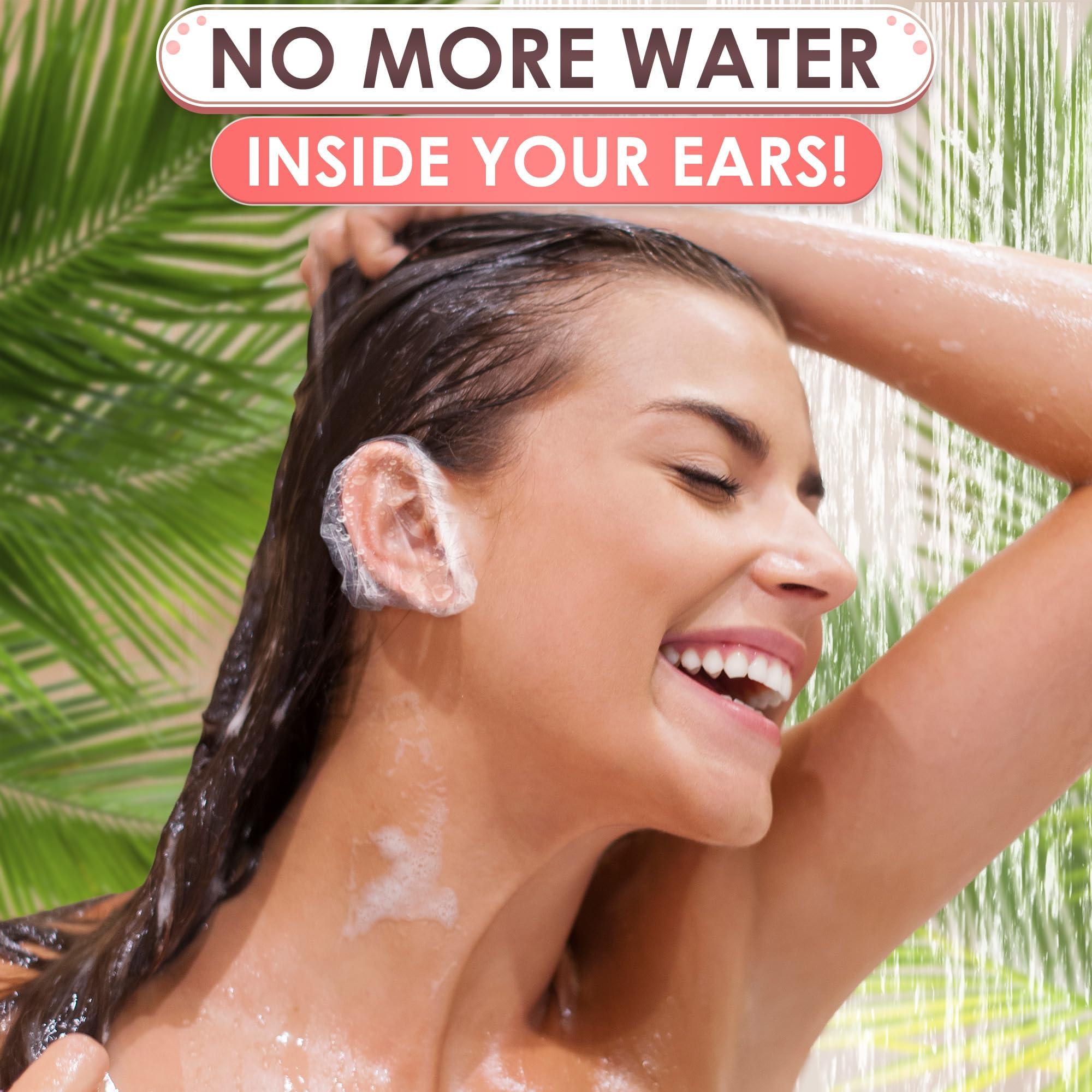 DIMROM 200 Pack Ear Covers for Shower - Disposable Ear Covers for Hair Dye Shower Ear Covers Ear Shower Caps for Adults - Ear Caps for Shower Plastic Ear Covers for Showering Waterproof Ear Covers for Shower