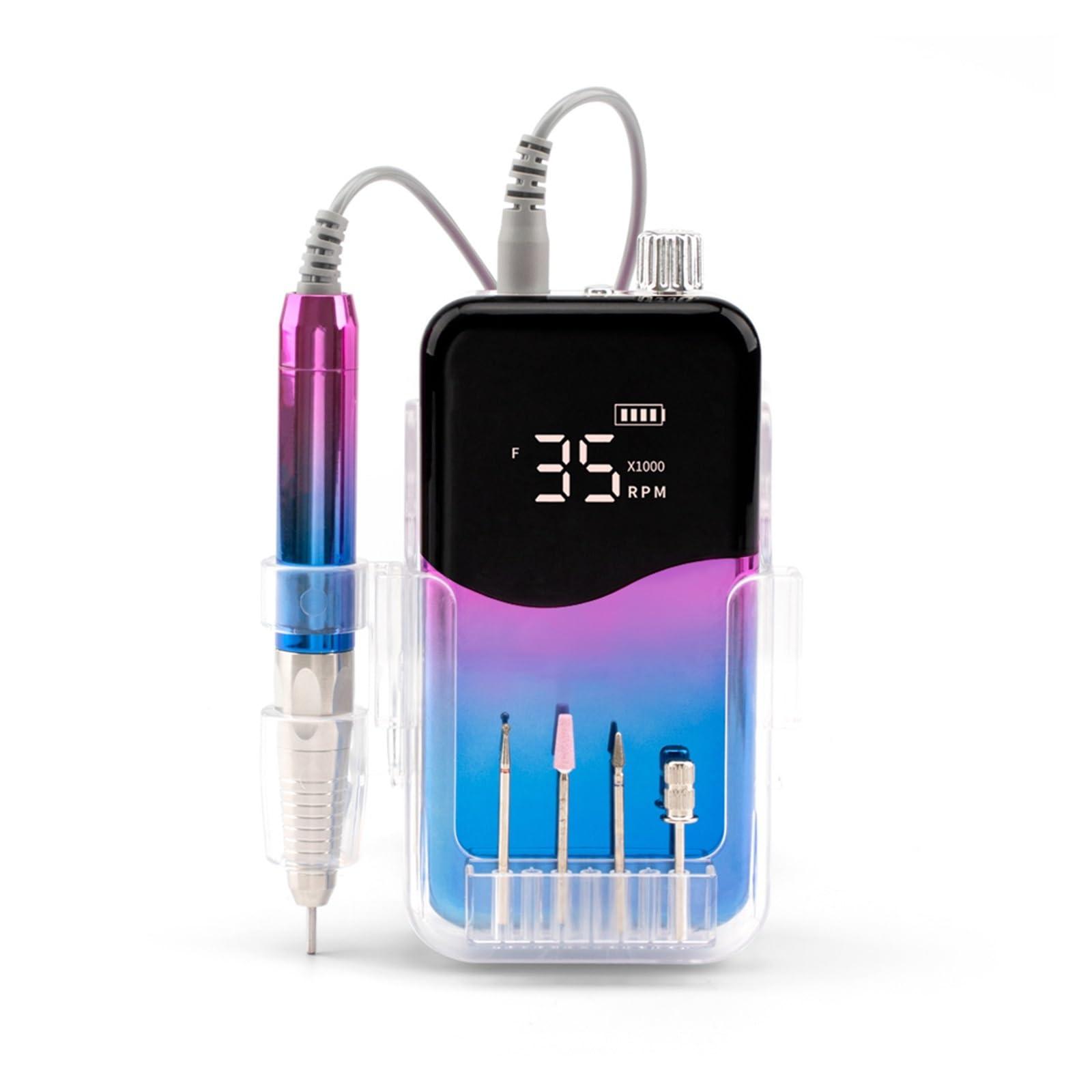 ROLTIN Electric Nail Drill, Portable Nail Drill, Professional 35000 RPM, Rechargeable Electric Nail File Machine E File For Acrylic Nails Gel Polishing Removing, Cordless Efile With Bits Kit For Manicure Sal